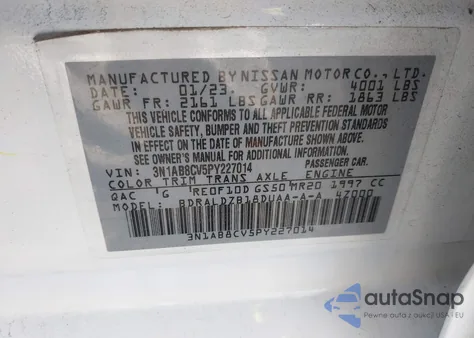 2023 Nissan Sentra Sv Xtronic Cvt from USA, damaged, VIN 3N1AB8CV5PY227014
